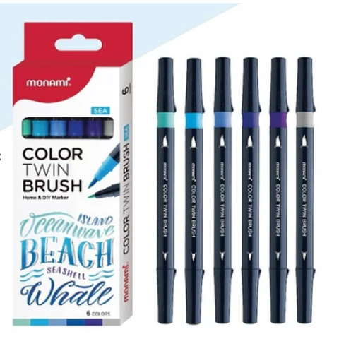 SET BRUSH PEN 6 COLORES SEA MONAMI