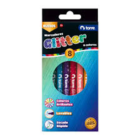 PLUMON SCRIPTO 8 COLORES TORRE GLITTER