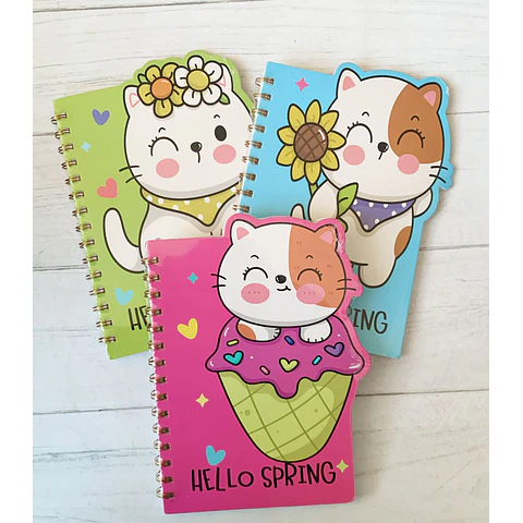 Libreta Con Espiral Gatito Motarro A5