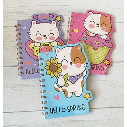 Libreta Con Espiral Gatito Motarro A6