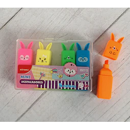 Set 5 Destacador Fluor Mini Conejo 