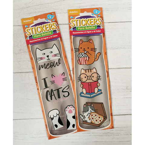 Stickers Resiste Al Agua y Calor Diseño Gatito 7,5X22Cm Adetec