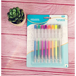 Set Bolígrafos Gel 8Und Acrílicos Proarte