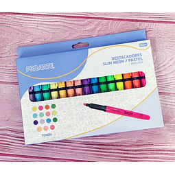 Set 15 Destacador Neón/Pastel Punta Biselada Proarte