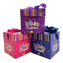 Caja Regalo Plegable 10X10Cm Feliz Cumpleaños