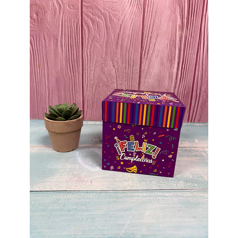 Caja Regalo Plegable 10X10Cm Feliz Cumpleaños