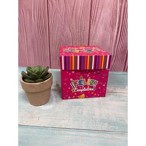 Caja Regalo Plegable 10X10Cm Feliz Cumpleaños