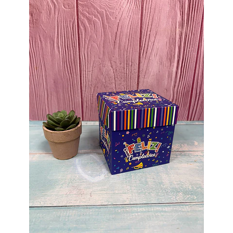 Caja Regalo Plegable 10X10Cm Feliz Cumpleaños