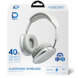 Audífonos Inalámbricos Bluetooth V5.3 Plateado Dtech