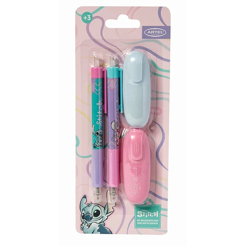 Set Stitch Bolígrafo Más 2 Destacadores Artel