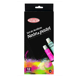Acrílicos 12 Colores Artel Neón/Pastel 12M (Tubo)