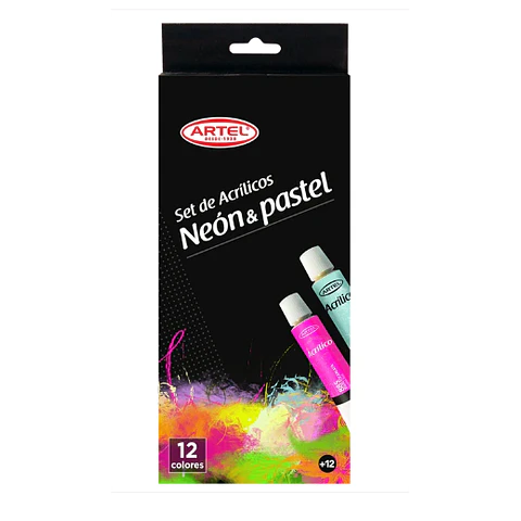 Acrílicos 12 Colores Artel Neón/Pastel 12M (Tubo)