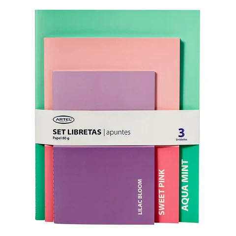 Set 3 Libretas Pastel Artel