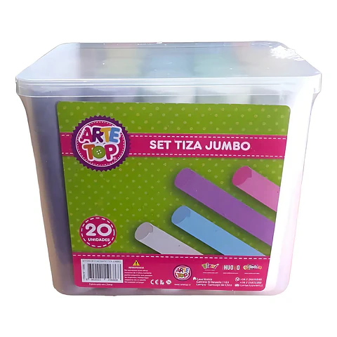 Balde de Tiza Jumbo 20Unid. Colores Arte Top