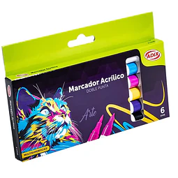 Set 6 Marcadores Acrilicos Doble Punta Brush/Fina Aix