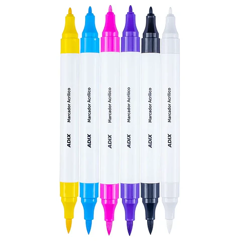 Set 6 Marcadores Acrilicos Doble Punta Brush/Fina Aix