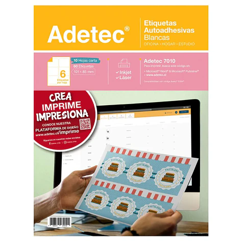 Etiqueta Adhesiva 101X85 Carta Blanca Adetec