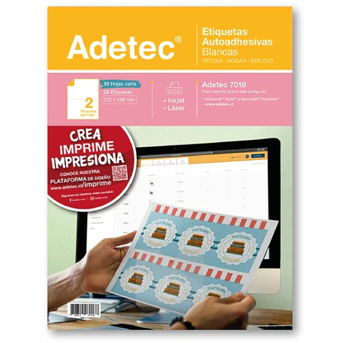 Etiqueta Adhesiva Mate 212X138 10Hjs Carta Adetec