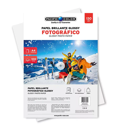 Papel Fotográfico A4 Glossy 100Hjs 130Grs Pacific Color