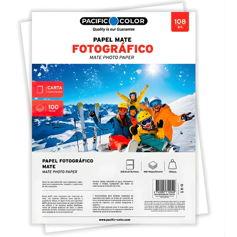 Papel Fotográfoco Carta Mate 100Hjs 108Gr Pacific Color