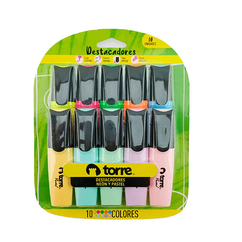 Set 10 Destacador Fluor y Pastel Torre