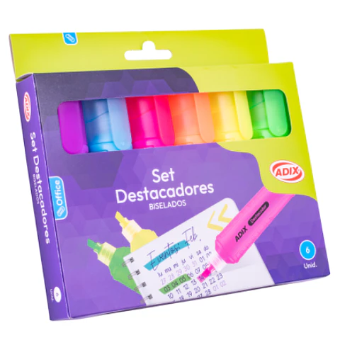 Set 6 Destacadores Neón Adix