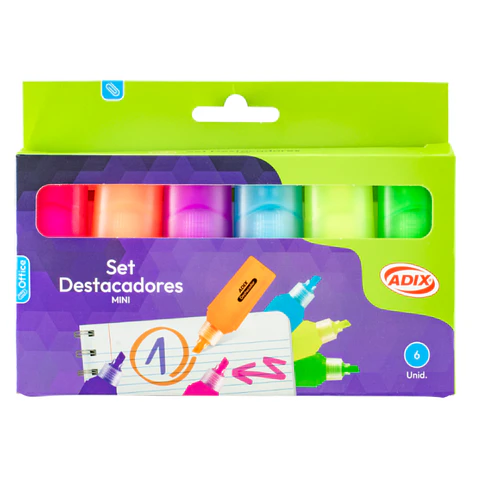 Set 6 Destacador Flúor Mni Adix