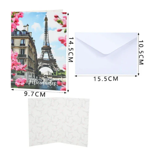 Tarjeta Saludos Cumpleaños Torre Eiffel Feliz Group