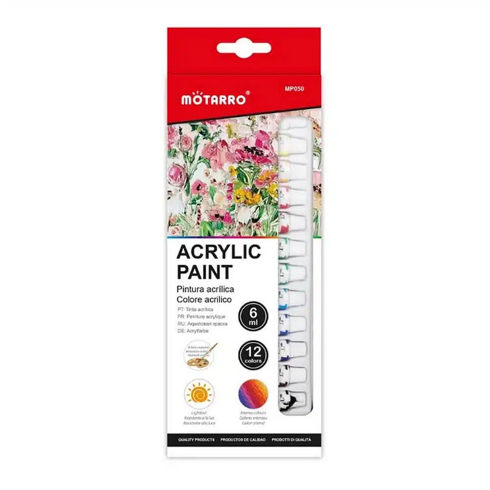 Acrilico 12 Colores Motarro 6 Ml (tubo)