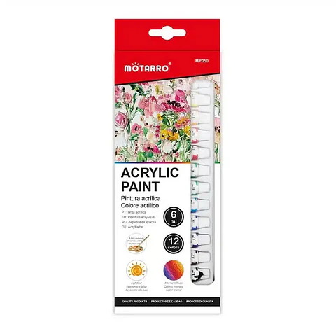 Acrilico 12 Colores Motarro 6 Ml (tubo)