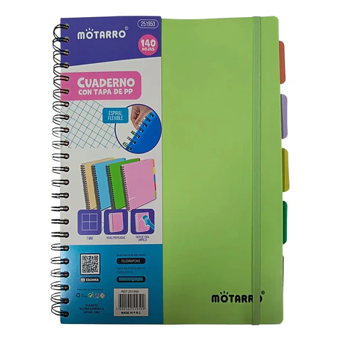 Cuaderno 5 Divisiones 140 Hjs. 7Mm Motarro