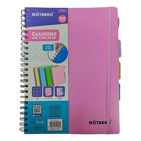 Cuaderno 5 Divisiones 140 Hjs. 7Mm Motarro