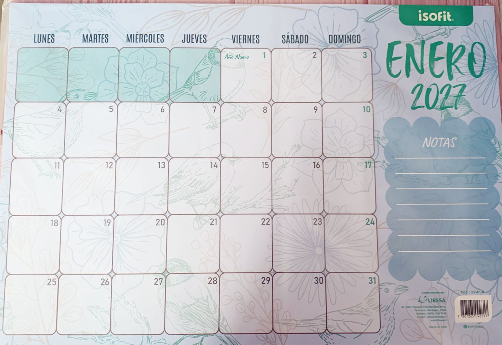 Calendario escritorio mensual 2024