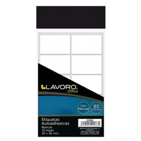 Etiquetas Blancas Dimensionadas Adhesivas Lavoro