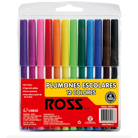 Plumon Scripto 12 Colores Ross