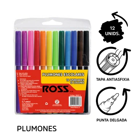 Plumon Scripto 12 Colores Ross