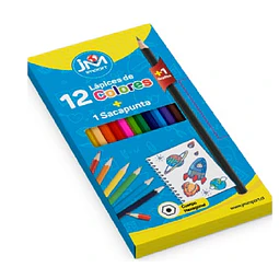 Lápiz 12 Colores MAS 1 Grafito y Sacapunta Jm