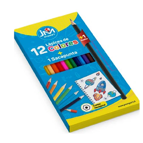 Lápiz 12 Colores MAS 1 Grafito y Sacapunta Jm