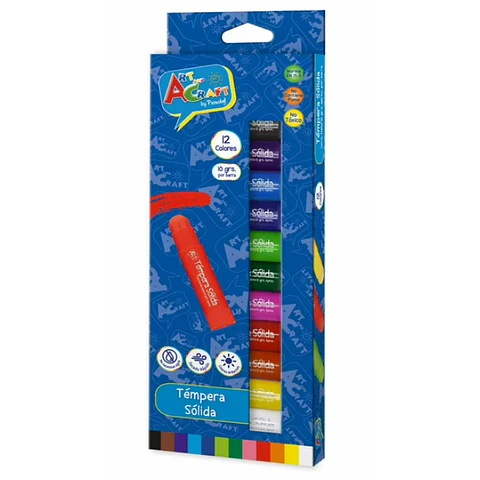 Témpera Sólida 12 Colores Art craft