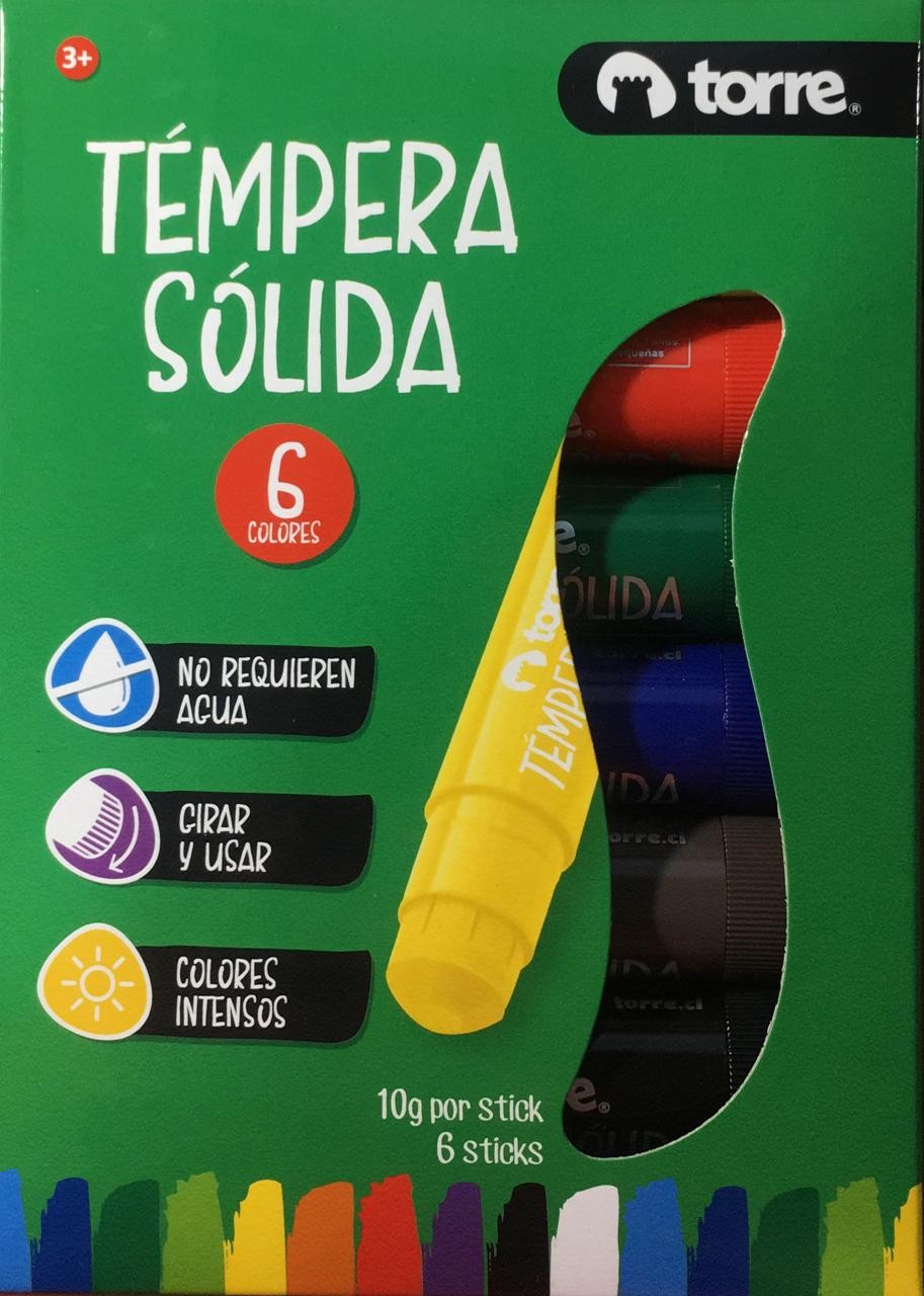TEMPERA SOLIDA TORRE METALIZADA 6 COLORES