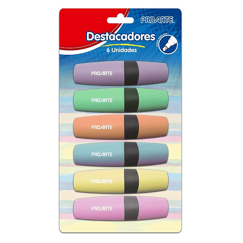 Set Destacadores Pastel 6 Colores Proarte