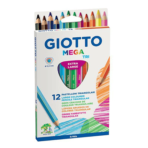 Lápices 12 colores Jumbo Triangular Mega Giotto