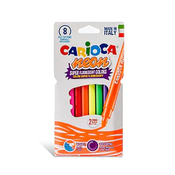 Plumón 8 colores Neón Carioca