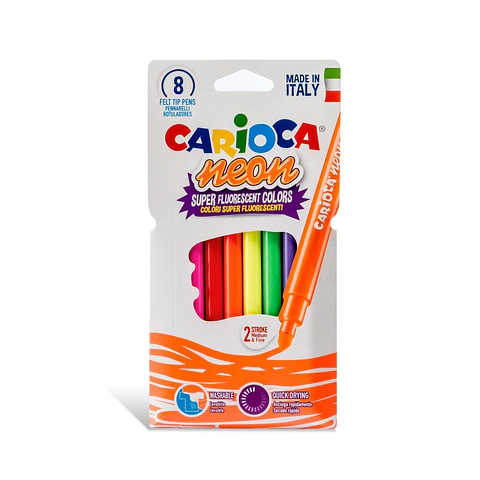 Plumón 8 colores Neón Carioca