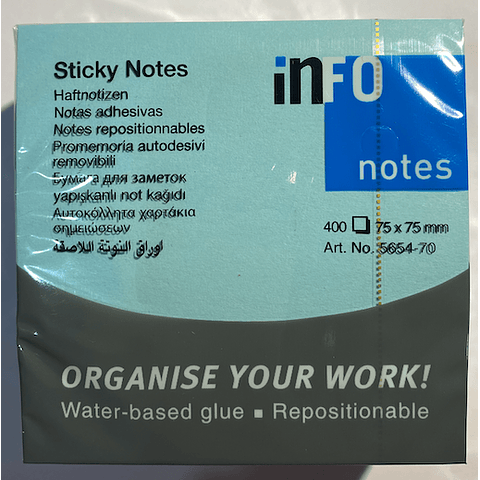 Notas Adhesivas 75x75mm 400 hojas InfoNotes 