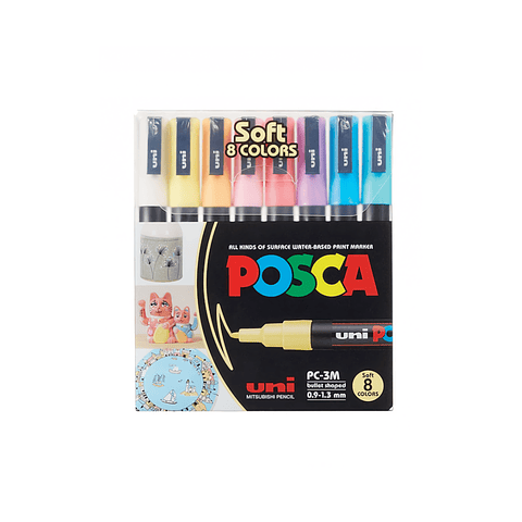 Marcadores Posca 3M Set 8 Colores Pastel
