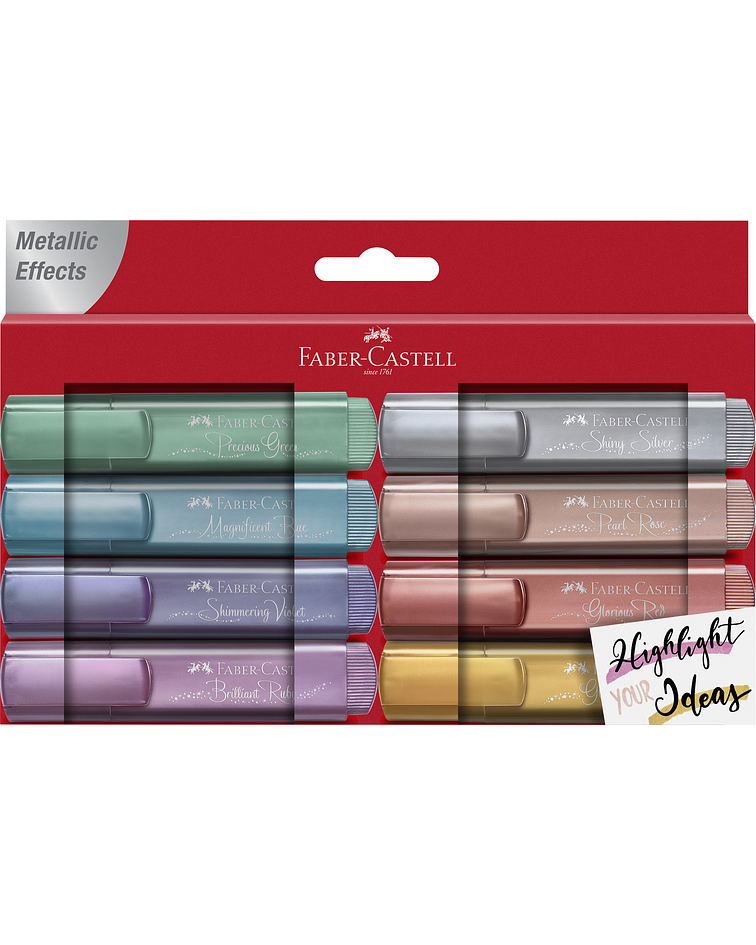 Destacador Faber Castell Metallic 8 unidades