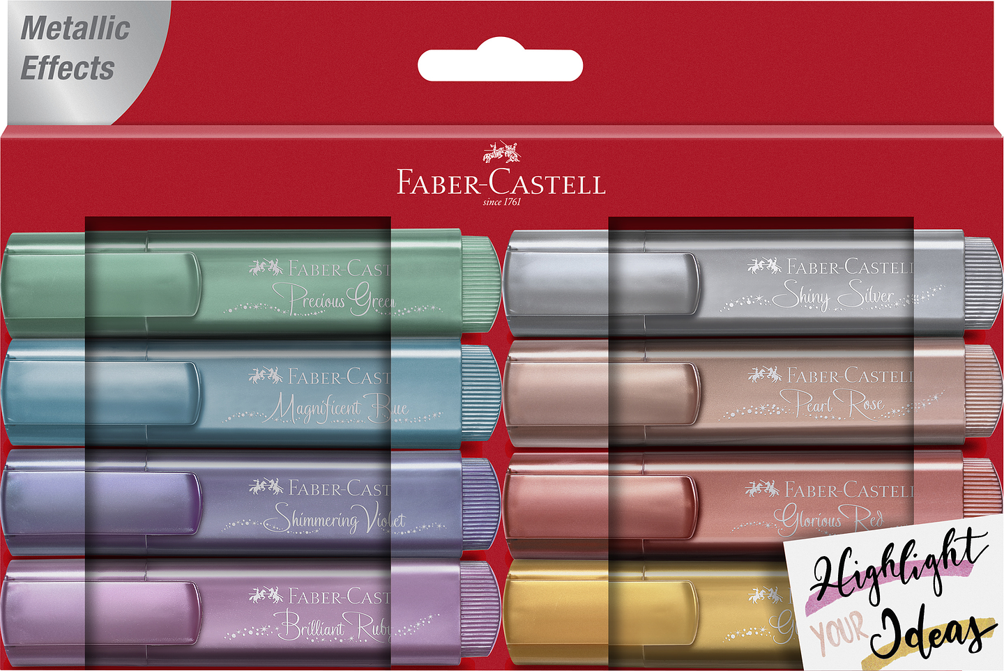 Destacador Faber Castell Metallic 8 unidades 1