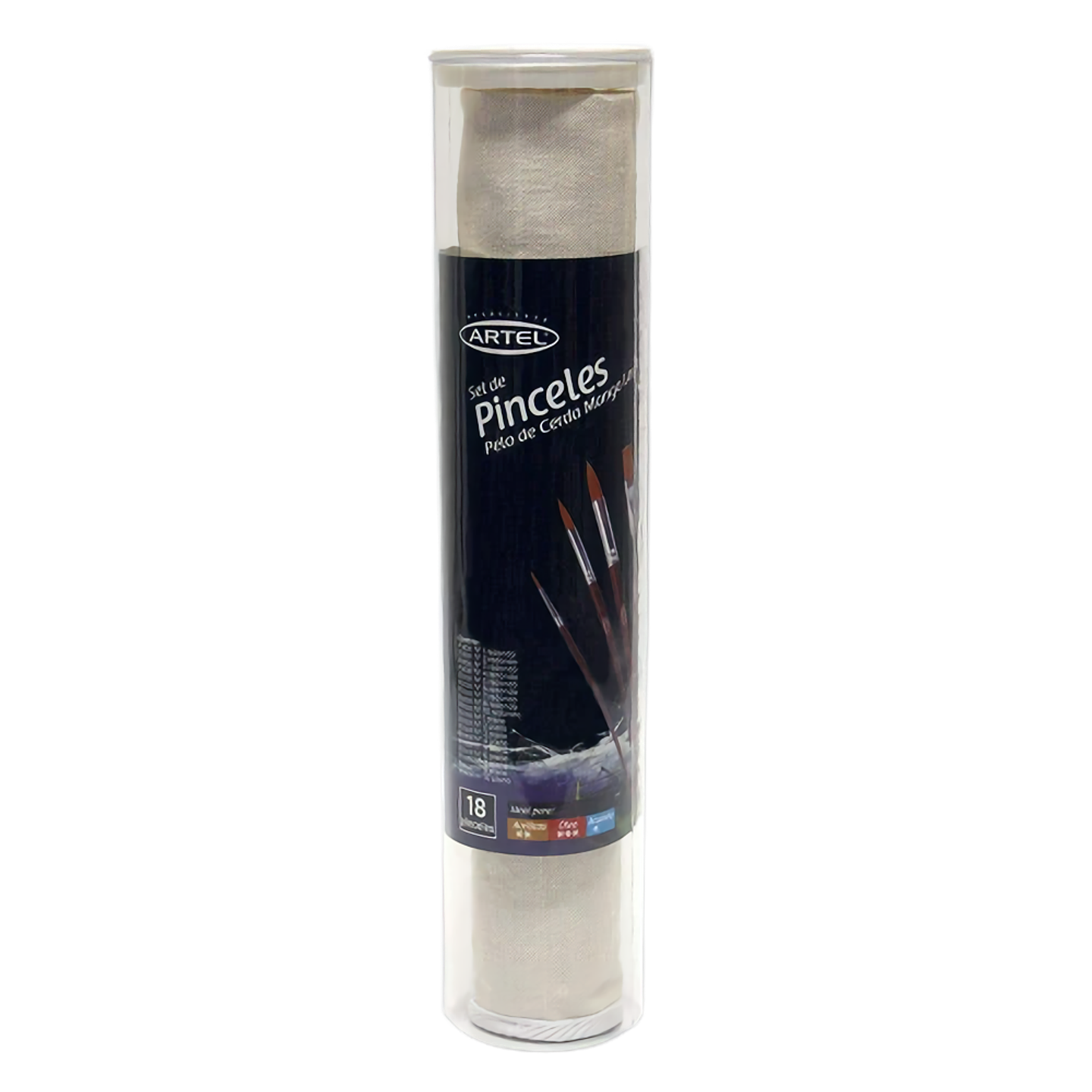 Set De 18 Pinceles Sintéticos - Incluye Estuche De Tela 1