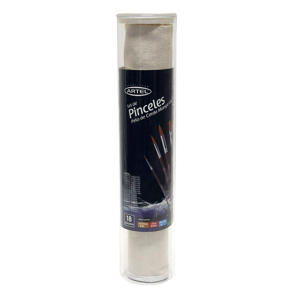 Set De 18 Pinceles Sintéticos - Incluye Estuche De Tela 1